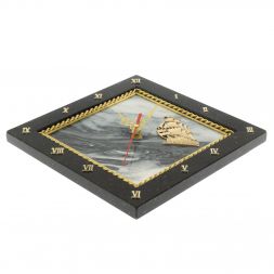 Часы настенные &amp;quot;Парусник&amp;quot; из змеевика и мрамора