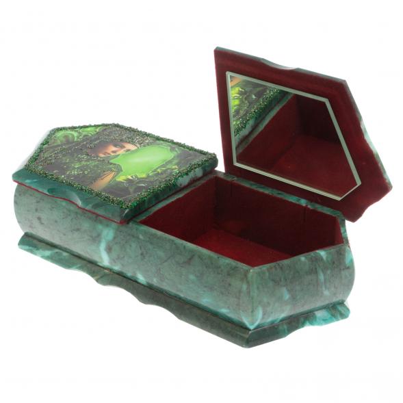 Шкатулка на два отделения &amp;quot;Хозяйка медной горы и летний пейзаж&amp;quot; из змеевика 129670