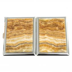 Портсигар на 10 сигарет с зажигалкой камень оникс