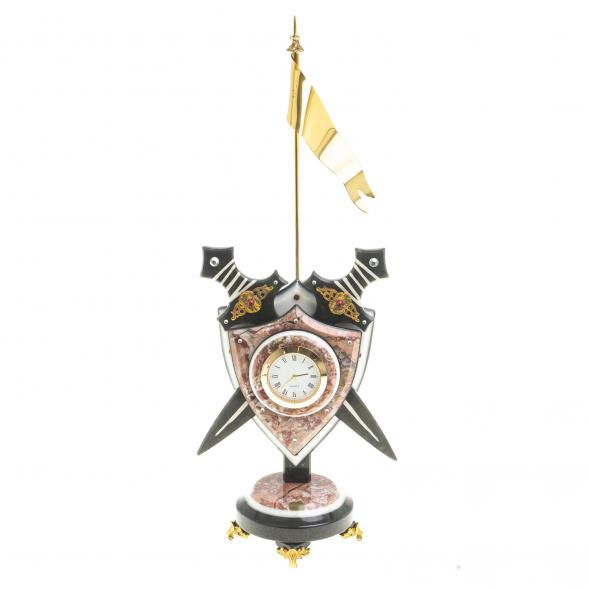 Часы &amp;quot;Щит с флагом&amp;quot; змеевик мрамор креноид 116687