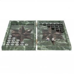 Нарды из камня &amp;quot;Роза ветров&amp;quot; конгломерат / черный змеевик