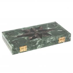 Нарды из камня &amp;quot;Роза ветров&amp;quot; конгломерат / черный змеевик