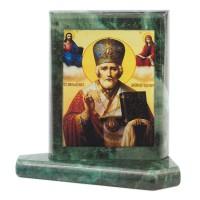 Икона настольная Николай Чудотворец малая змеевик 7,5х6,5х8 см 119973