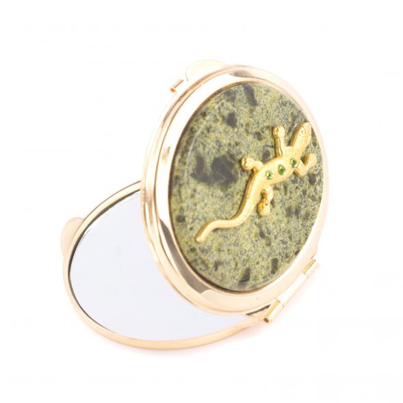 Зеркальце овальное из змеевика с ящерицей цвет золото 121272