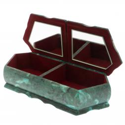 Шкатулка на два отделения &amp;quot;Хозяйка медной горы и осенний пейзаж&amp;quot; из змеевика 29х11,5х7 см