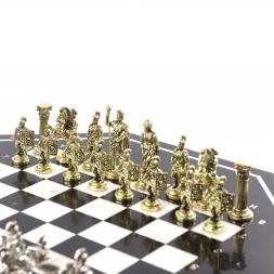 Шахматный стол "Римские" из змеевика и мрамора