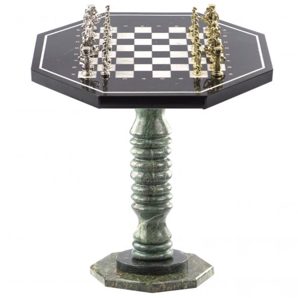 Шахматный стол &amp;quot;Римские&amp;quot; из змеевика и мрамора 121470