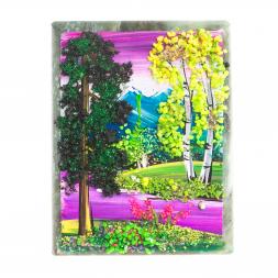 Настольное панно из камня &amp;quot;Рассвет&amp;quot; 7,5х10 см