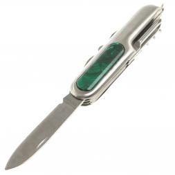 Нож мультитул складной 7 в 1 с камнем малахит