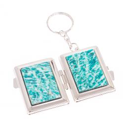 Складное зеркало брелок из амазонита прямоугольное