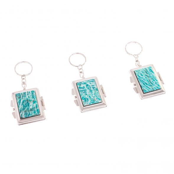 Складное зеркало брелок из амазонита прямоугольное 126637