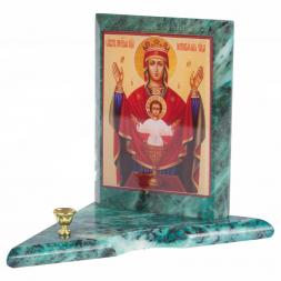 Икона с подсвечником Неупиваемая Чаша средняя змеевик 12х12х13 см
