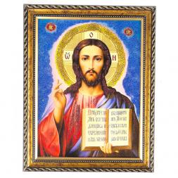 Икона Спаситель рамка багет 18х23 см, каменная крошка