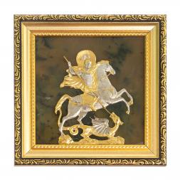 Панно &amp;quot;Георгий Победоносец&amp;quot; камень нефрит багет