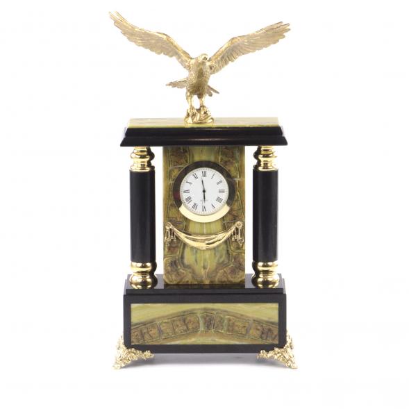 Каминные часы &amp;quot;Парящий Орел&amp;quot; камень офиокальцит бронзовое литье 121560