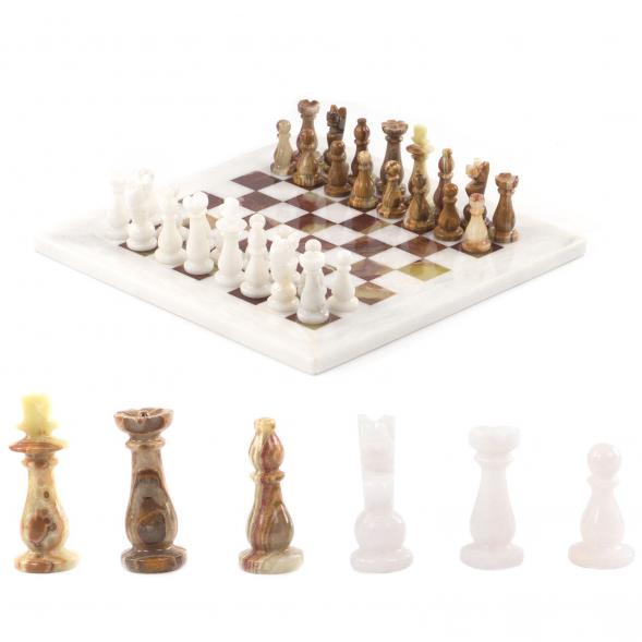 Шахматы из камня &amp;quot;Школьные&amp;quot; камень оникс мрамор 25х25 см 121657