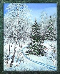Картина из камня &amp;quot;Зимний пейзаж&amp;quot; рамка змеевик 34х44 см 111213
