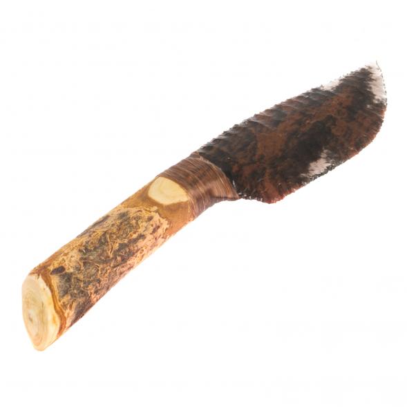 Нож каменный из обсидиана рукоять дерево 27х4,5х2,5 см 126786