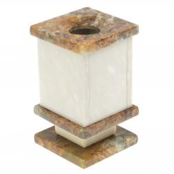 Карандашница с часами из офиокальцита