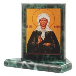 Икона настольная Матрона Московская малая змеевик 7,5х6,5х8 см