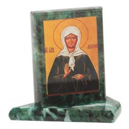 Икона настольная Матрона Московская малая змеевик 7,5х6,5х8 см