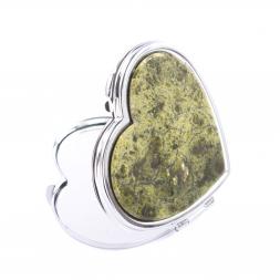 Зеркальце &quot;Сердце&quot; из змеевика цвет серебро