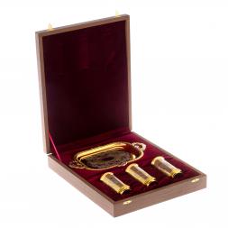 Водочный набор &amp;quot;Герб РФ&amp;quot; 3 стопки на подносе Златоуст