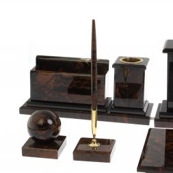 Настольный прибор "Золотой" камень обсидиан