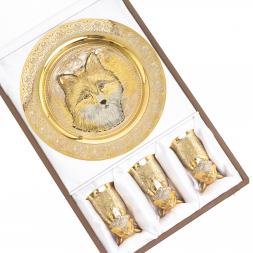 Подарочный набор &amp;quot;Лиса&amp;quot; тарелка и 3 стопки перевертыша Златоуст