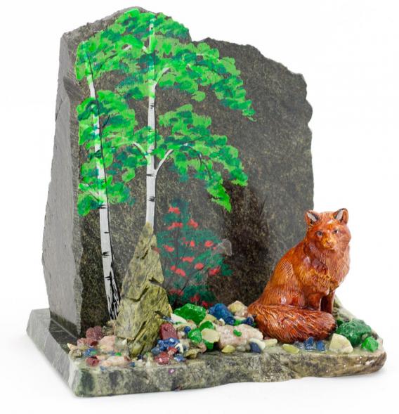 Сувенир &amp;quot;Лисица в лесу&amp;quot; змеевик 116081