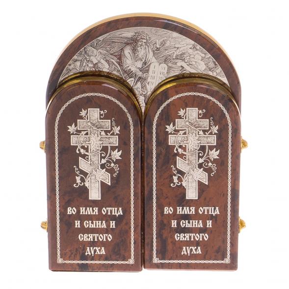 Икона складная &amp;quot;10 заповедей&amp;quot; арка большая камень обсидиан 125426