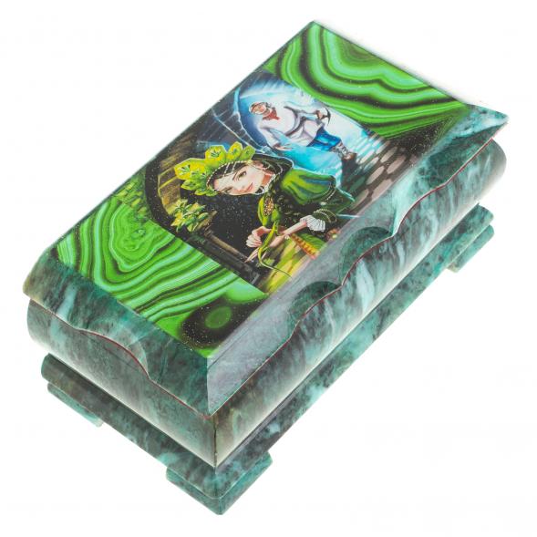 Шкатулка Хозяйка медной горы с иллюстрацией под малахит 18х9х8 см 116959