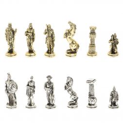Шахматы настольные "Царь Леонид" из мрамора и змеевика 28х28 см