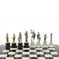 Шахматы &amp;quot;Римляне против Галлов&amp;quot; на подставках доска 40х40 см мрамор/змеевик