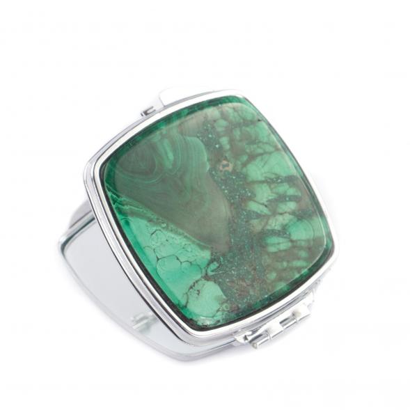 Зеркальце карманное складное из малахита цвет серебро 121275