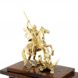 Настольные часы &amp;quot;Георгий Побеносец&amp;quot;из коричневого обсидиана