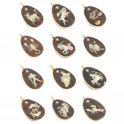 Комплект брелоков-кулонов "Знаки зодиака" 12 шт камень обсидиан