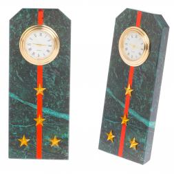 Подарочные часы "Погон капитан ВС" камень змеевик