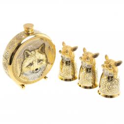 Подарочный набор &amp;quot;Лиса&amp;quot; фляжка и 3 стопки перевертыша Златоуст