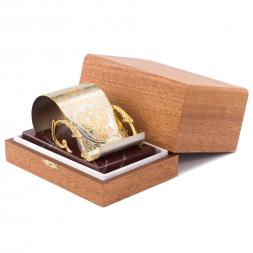 Настольная подставка для смартфона "Герб России" камень яшма Златоуст