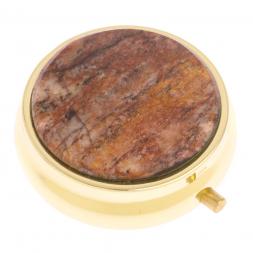 Таблетница на 3 отделения камень авантюрин цвет золото