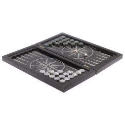 Нарды с гравировкой &amp;quot;Танк / Роза ветров&amp;quot; из гранита