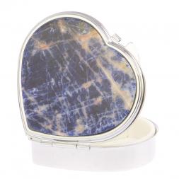 Таблетница "Сердце" на 3 отделения камень содалит цвет серебро