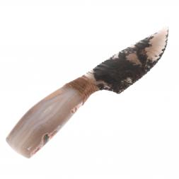 Нож каменный из обсидиана рукоять агат 20х4х2 см