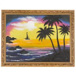 Картина "Парусник" багет 36х46 см, каменная крошка