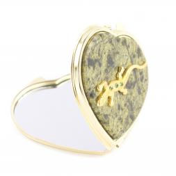 Зеркальце &amp;quot;Сердце&amp;quot; из змеевика с ящерицей цвет золото