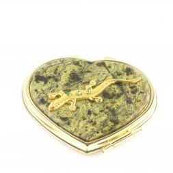 Зеркальце &amp;quot;Сердце&amp;quot; из змеевика с ящерицей цвет золото