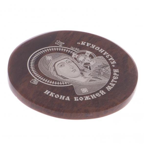 Икона автомобильная &amp;quot;Казанская БМ&amp;quot; обсидиан коричневый 47 мм 122016