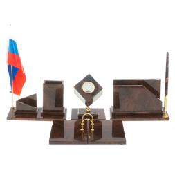 Настольный набор "Оптимал" камень обсидиан коричневый