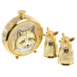 Подарочный набор &amp;quot;Лиса&amp;quot; фляжка и 2 стопки перевертыша Златоуст